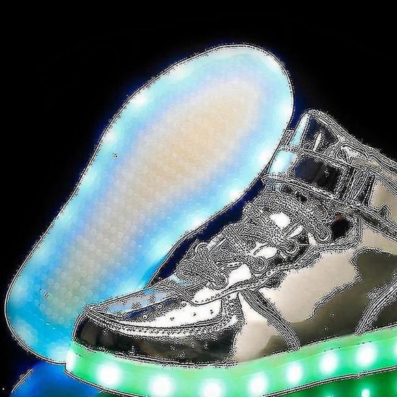 IGxx Men's LED Light Up High Top Sneakers - Chrome Silver & Futuristic Style 9 - Picture 8 of 14